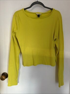 Universal Thread Lime Green Ribbed Long-Sleeve Tee